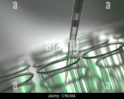 Pipettieren Flüssigkeit in ein Reagenzglas. Stockfoto