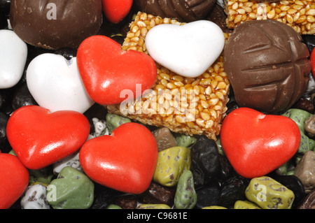 Auswahl an köstlichen Gourmet-Schokolade und Süßigkeiten Stockfoto