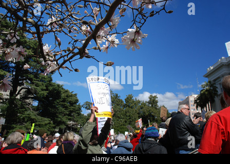 Gewerkschaft Fans versammeln sich an der California State Capitol bei der "Rallye zu speichern the American Dream" Stockfoto