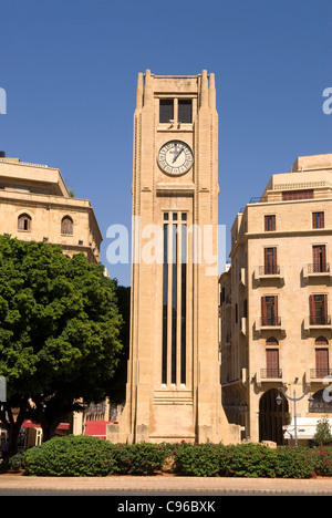 Legen Sie d'Etoile (Nejmeh Platz) & Art-Déco-Uhrturm, Downtown, Beirut, Libanon. Stockfoto