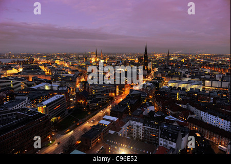 Stadtzentrum, Schnee, Stadt, Panorama, Hamburg, Deutschland, Europa Stockfoto