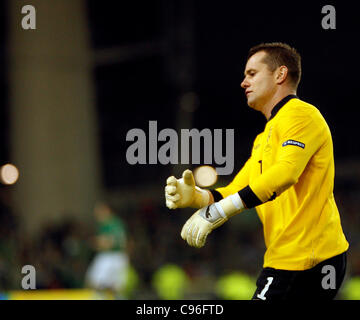 DUBLIN, Irland 15. November 2011: Shay angesichts der Rep of Ireland, UEFA EURO 2012 Qualifikation Play-off, 2st Bein, Republik von Irland Vs Estland, Aviva Stadium in Dublin, Irland (Foto Michael Cullen) Stockfoto