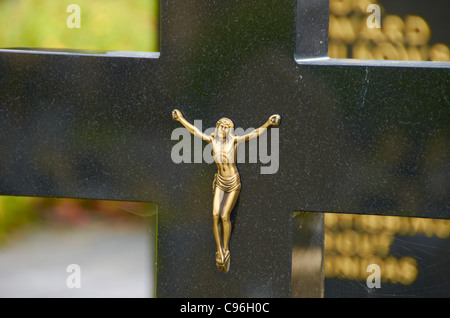 Bildnis von Christus auf einem Grabstein Stockfoto