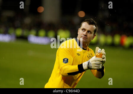 DUBLIN, Irland 15. November 2011: Shay angesichts der Rep of Ireland, feiert Qualifikation bei der UEFA EURO 2012 Qualifikation Play-off, 2st Bein Rep of Ireland Vs Estland, Aviva Stadium, Dublin, Irland (Foto Michael Cullen) Stockfoto