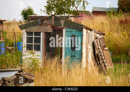 Schuppen / Hütten auf Kleingärten. Stockfoto