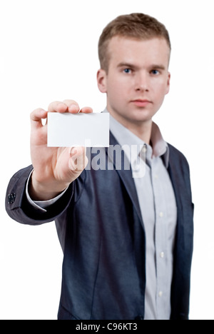 Geschäftsmann, die Karte in der hand halten. Menschen und Dinge in unterschiedlichen Lebenssituationen. Stockfoto