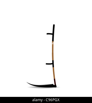 Realistische Darstellung der Hand Rasenmäher oder Sense isoliert auf weißem Hintergrund - Vektor Stockfoto