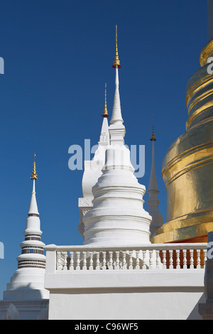 Die Chedi und Stupas im Wat Suan Dok, Chiang Mai, Thailand. Stockfoto