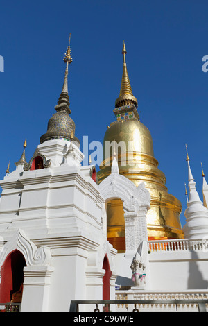 Die Chedi und Stupas im Wat Suan Dok, Chiang Mai, Thailand. Stockfoto