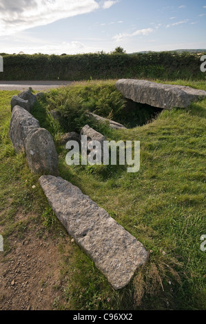 Tregiffian Long Barrow, neolithische Grab in der Nähe von The Merry Maidens Steinkreis, Penwith, Cornwall, UK Stockfoto