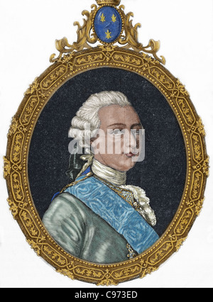 Louis Joseph de Bourbon (1736-1818), Prinz von Conde von 1740 bis zu seinem Tod. Farbige Gravur. Stockfoto