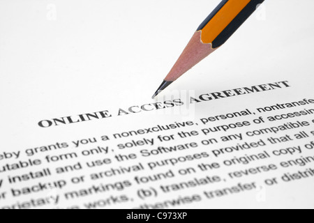 Online-Zugang Vereinbarung Stockfoto