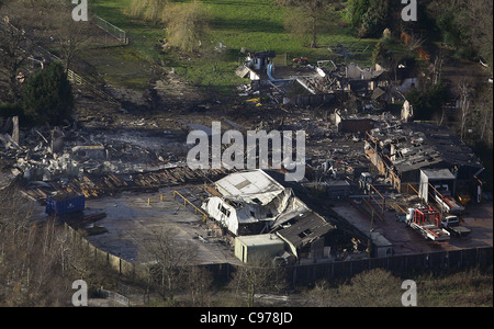 Luftbild von der Fabrik für Feuerwerkskörper auf Marlie Farm in der Nähe von Lewes, die im Jahr 2006 explodierten. Bild von James Boardman. Stockfoto