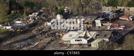 Luftbild von der Fabrik für Feuerwerkskörper auf Marlie Farm in der Nähe von Lewes, die im Jahr 2006 explodierten. Bild von James Boardman. Stockfoto