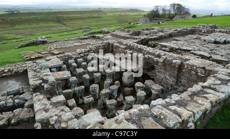 Fußbodenheizanlage an der Housesteads Roman Fort Hadrian's Wall in Northumberland North of England Großbritannien KATHY DEWITT Stockfoto