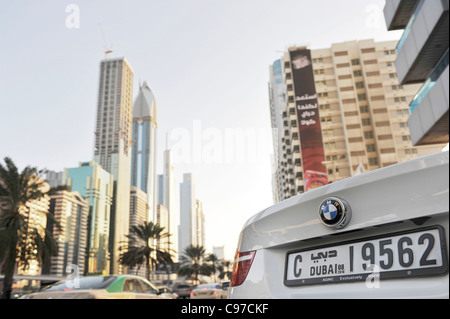 Impressionen der Sheikh Zayed Road, Dubai, Vereinigte Arabische Emirate, Al Satwa, Nahost Stockfoto