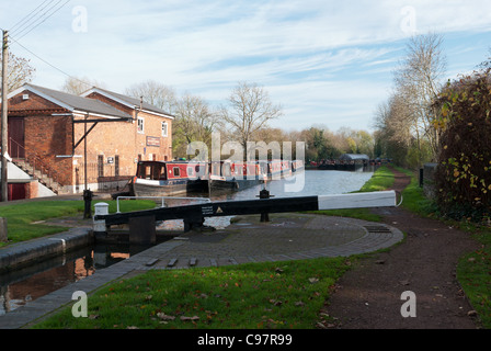 Sperren Sie auf dem Birmingham und Worcester Kanal bei Stoke Stand in der Nähe von Droitwich in worcestershire Stockfoto