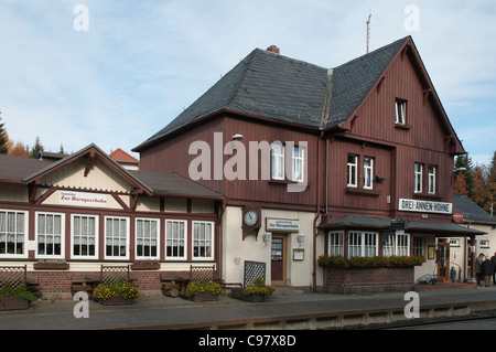 Bahn Bahnhof Drei Annen Hohne, Wernigerode, Harz, Sachsen-Anhalt, Deutschland, Europa Stockfoto