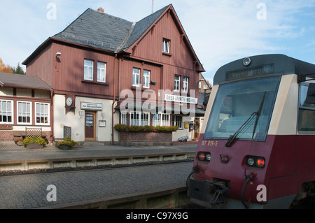 Brocken-Bahn Bahnhof Drei Annen Hohne, Wernigerode, Harz, Sachsen-Anhalt, Deutschland, Europa Stockfoto