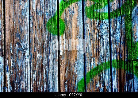 Blaue Marode Holzwand;  Blaue faulen Holzwand Stockfoto