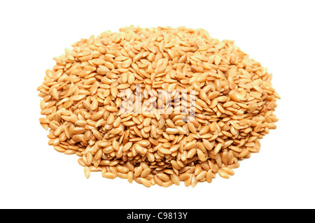 Goldenen Leinsamen auf weißem Hintergrund Stockfoto