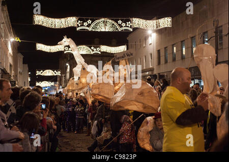 Tne Truro Stadt der Lichter Festival 2011 feiert 50 Jahre des Cornwall Wildlife Trust Stockfoto