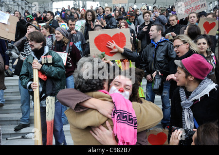 Wütenden Französisch in Paris - La défense Stockfoto