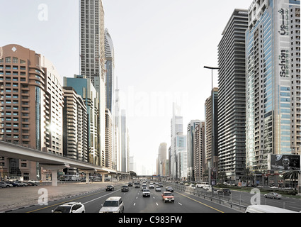 Moderne Architektur, Hochhäuser, Downtown Dubai, Sheikh Zayed Road, Dubai, Vereinigte Arabische Emirate, Nahost Stockfoto