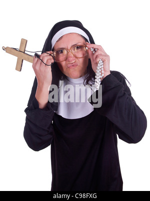 Eine andere Nonne mit einem lustigen Ausdruck. Stockfoto