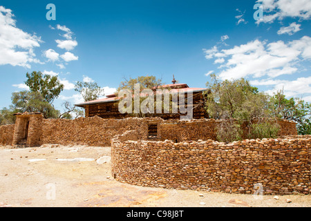 Blick auf das 10. Jahrhundert Abuna Aregawi Kirche am Kloster von Debre Damo an der eritreischen Grenze in Tigray, Nord-Äthiopien. Stockfoto