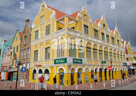 Willemstad Curaçao, Niederländische Lesser-Leeward-Antillen, ABC-Inseln, Punda, Handelskade, Uferpromenade, UNESCO-Weltkulturerbe, Kolonialarchitektur, Penha Stockfoto
