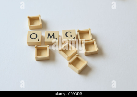 Scrabble Buchstaben Quadrate, Studio Fotografie, UK Stockfoto