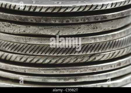 alte russische Münzen alte Silber Rubel Stockfoto