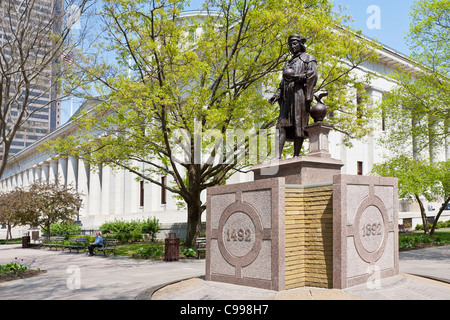 Christopher Columbus-Statue auf dem Statehouse Gelände in Columbus, Ohio. Stockfoto