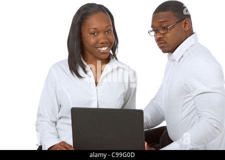 Afroamerikanische Studenten Laptop sitzen Stockfoto