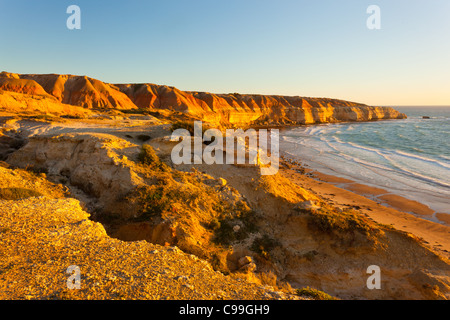 Sonnenuntergang über Maslin Beach und Point Blanche im südlichen Vorort von Adelaide Stockfoto