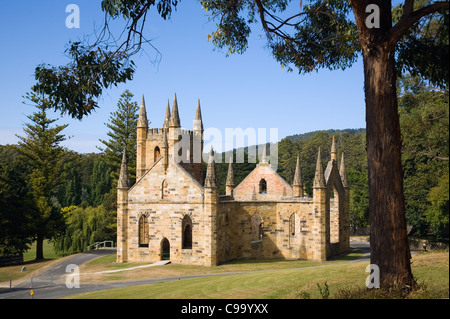 Ruinen der Kirche in Port Arthur Historic Site.  Port Arthur, Tasmanien, Australien Stockfoto