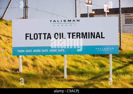 Die Flotta Öl-terminal auf der Insel Flotta in der Orkney, Schottland, Großbritannien. Stockfoto