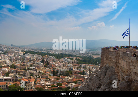 Athen-Skyline von der Akropolis gesehen. Griechenland. 2011. Stockfoto