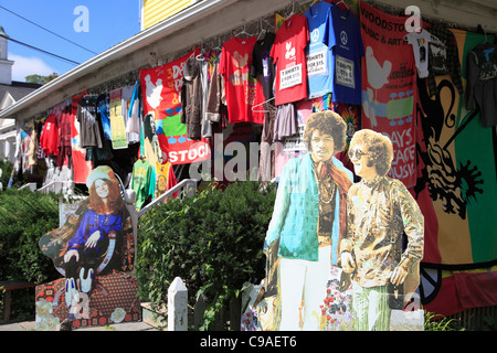 Shop Verkauf Hippie, Woodstock Festival Erinnerungsstücke, Woodstock, Catskills, Ulster County, New York, USA Stockfoto