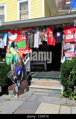 Shop Verkauf Hippie, Woodstock Festival Erinnerungsstücke, Woodstock, Catskills, Ulster County, New York, USA Stockfoto