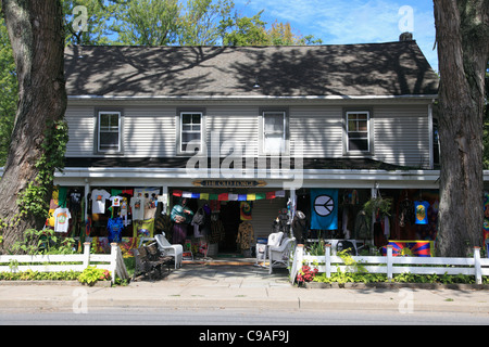 Shop Verkauf Hippie, Woodstock Festival Erinnerungsstücke, Woodstock, Catskills, Ulster County, New York, USA Stockfoto