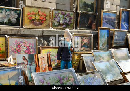 Street-Art Gallery, besang Straße, Andreas Abstieg, Kiew, Ukraine Stockfoto
