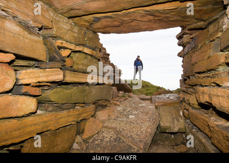 Broch Borwick an der Westküste von Orkney Festland Schottland, Vereinigtes Königreich Stockfoto