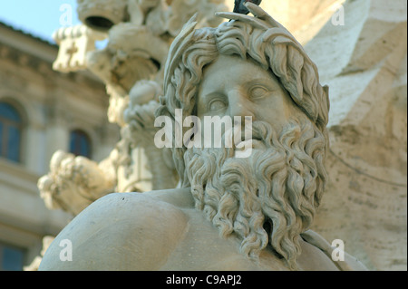 Skulpturen-Brunnen der vier Flüsse Bernini Piazza Navona Roms Stockfoto