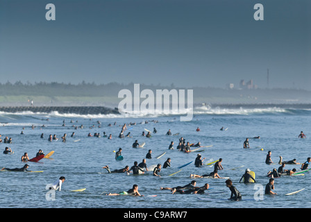 Taito Strand, Chiba, Japan. Taito Strand ist einer von Japans bekanntesten Surf-Spots in der Nähe von Tokio. Stockfoto