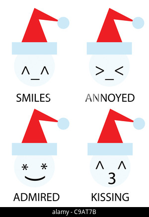 Weihnachts-Icons der Schneemann als Smiley emoticons Stockfoto