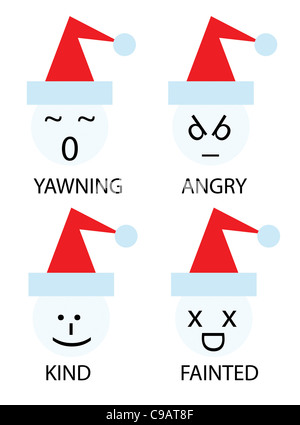 Weihnachts-Icons der Schneemann als Smiley emoticons Stockfoto