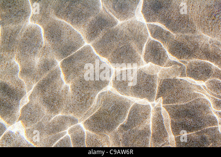 Strand Sand unten Plätschern des Wasser Wellen Reflexion Textur Stockfoto