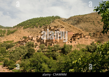 Ein Blick auf ein Berberdorf in Nordafrika Atlasgebirge Marrakesch Marokko Stockfoto